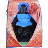 Durherm Infrared Sauna, Low EMF Negative Ion Portable Indoor Sauna with Chair and Heated Footpad, Copper, Large DURHERM