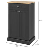 HOMCOM Kitchen Tilt Out Trash Bin Cabinet Free Standing Recycling Cabinet Trash Can Holder with Drawer, Black HOMCOM