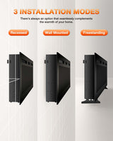 VISVEIL Electric Fireplace 60Inch,Realistic Flame Electric Fireplace Heater,Log Set/Crystal Flames 750-1500W with Timer Inserts/Wall Mounted/TV Stand Touch Screen & Remote for Living Room Easy Install VISVEIL