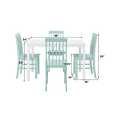 Walker Edison 4 Person Modern Farmhouse Wood Small Dining Table Dining Room Kitchen Table Set 4 Chairs Set, 48 Inch, White and Grey Walker Edison