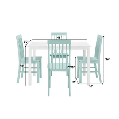 Walker Edison 4 Person Modern Farmhouse Wood Small Dining Table Dining Room Kitchen Table Set 4 Chairs Set, 48 Inch, White and Grey - WoodArtSupply