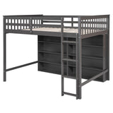 Solid Wood Full Size Loft Bed with 8 Storage Shelves and Safety Guardrails by XD Designs XD Designs