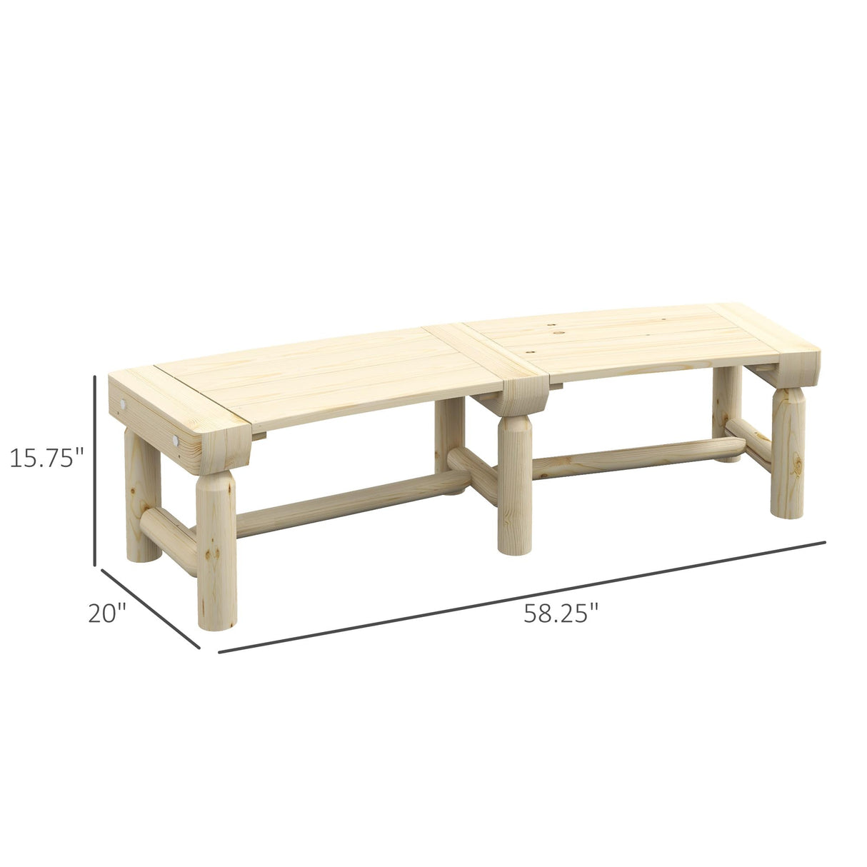 Outsunny Natural Wood Semicircular Garden Bench for Outdoor Spaces Outsunny