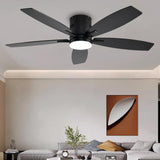 Ayaoty Ceiling Fans with Lights, 52" Low Profile Indoor Ceiling Fan with Light and Remote Control, Dimmable, Noiseless, Reversible, Black Ceiling Fan for Bedroom, Indoor/Outdoor Use Ayaoty