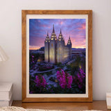 Landscape Diamond Painting Kits for Adult, Salt Lake Temple Scenery DIY 5D Diamond Painting Arts Craft for Home Wall Decor Gift 12 x 16 inch CDYCNXZ