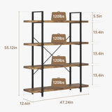 OtterOasis 4-Tier Industrial Bookshelf - Rustic Open Wood Display Shelf for Home & Office OtterOasis