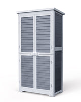 Gizoon Outdoor Storage Cabinet with 3 Shelves, Double Lockable Wooden Garden Shed with Waterproof Roof, Outside Vertical Tall Tool Shed for Yard Patio Lawn Deck-Grey Gizoon