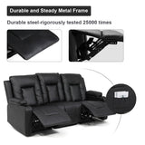 COMHOMA Recliner Chair Set, Furniture 3PC Bonded Leather Recliner Set Living Room Set, Sofa, Recline Chair (Black,Living Room Set 3) COMHOMA