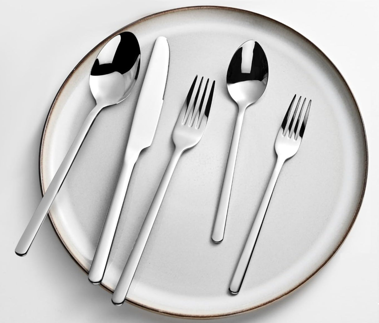 KINGSTONE Silverware Set, 20 Piece Flatware Cutlery Set for 4, 18/10 Stainless Steel Silverware Mirror Polished Dishwasher Safe for Home, Restaurant, Wedding, Party(Silver, 20 pieces for 4) KINGSTONE
