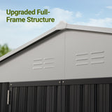 Polar Aurora 10x14 Outdoor Storage Shed, Garden Shed with Updated Frame Structure and Lockable Doors, Metal Tool Sheds for Backyard Garden Patio Lawn, White Polar Aurora