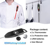 BOMATA 2 Pack Waterproof IPX7 Meat Thermometer Instant Read Food Thermometer with Long Probe for Water, Liquid, Kitchen Cooking, Grill,BBQ ! T101 X 2 Pcs (Black & Red)… BOMATA