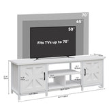 YITAHOME TV Stand with LED Lights & Charging Station, Farmhouse Entertainment Center with Storage Cabinets & Shelves, Cross-Pattern Doors, Fits TVs up to 70'', TV Consoles for Living Room, White YITAHOME