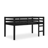 DHP Milton Twin Loft Bed with Safety Guard Rail, Black, Space Saving Junior Size, Pine Wood DHP