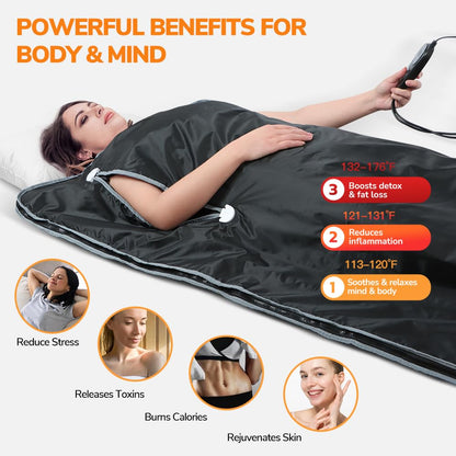 Panana Sauna Blanket for Detoxification Portable Far Infrared Sauna Calm Your Body and Mind for Home Detox Relaxation, 113-176℉, 20-60 Minutes Timer