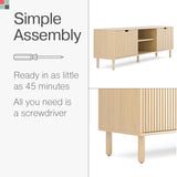 Contemporary Fluted TV Stand - Media Console - 70 Inch Entertainment Center with Storage - Console Table for Living Room and Bedrooms - Supports 32 to 80" TVs - Soft-Close Cabinet Doors (Light Oak) Stead