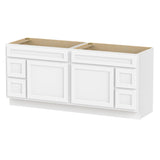 Vanity Art 72 Inch Bathroom Vanity with 2-Door 4-Drawer, Wood Bathroom Vanity Cabinet with Soft Closing Drawer, Floor Mounted White Cabinet Without Top VA4072-LRW Vanity Art
