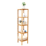 SONGMICS 5-Tier Bamboo Bathroom Shelf, Narrow Shelving Unit, Multifunctional Storage Rack, Corner Rack, for Kitchen, Living Room, Bedroom, Entryway, Bathroom, Natural UBCB55Y SONGMICS