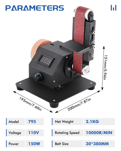 Mini Electric Belt Sander 1.2x15in Knife Sharpening Belt Sander Small Belt Sander for Knife Making Variable Speed with 15PCS Abrasive Belt for Wood - WoodArtSupply