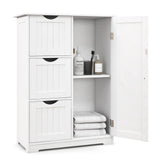 Tangkula White Freestanding Bathroom Floor Cabinet with 3 Drawers and Adjustable Shelf Tangkula