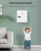 Uniclife Wall Mount Medicine Cabinet with Combination & Key Lock Locking First Aid Cabinet Lockable Medical Cabinet Large Capacity Medicine Organizer Secure Steel Wall Cabinet Metal Storage Box, White Uniclife