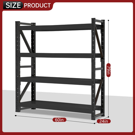 IYANEN 60" W Storage Shelves Heavy Duty, 4 Tier Metal Garage Shelving Units, 5000LBS Heavy Duty Adjustable Shelf, Garage Storage Rack, Industrial Shelving for Shop, Warehouse,60" W x 24" D x 79" H IYANEN