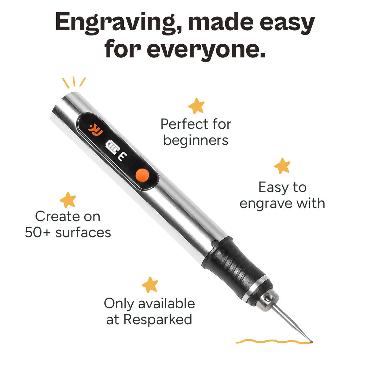 Customizer Engraving Pen by Resparked (Formerly Culiau): Ultimate Cordless Portable Tool for Artists & DIYers - Engrave 50+ Surfaces - Beginner Friendly - Rechargeable - Free 30 Bits & Mastery Guide Resparked