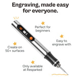Customizer Engraving Pen by Resparked (Formerly Culiau): Ultimate Cordless Portable Tool for Artists & DIYers - Engrave 50+ Surfaces - Beginner Friendly - Rechargeable - Free 30 Bits & Mastery Guide Resparked
