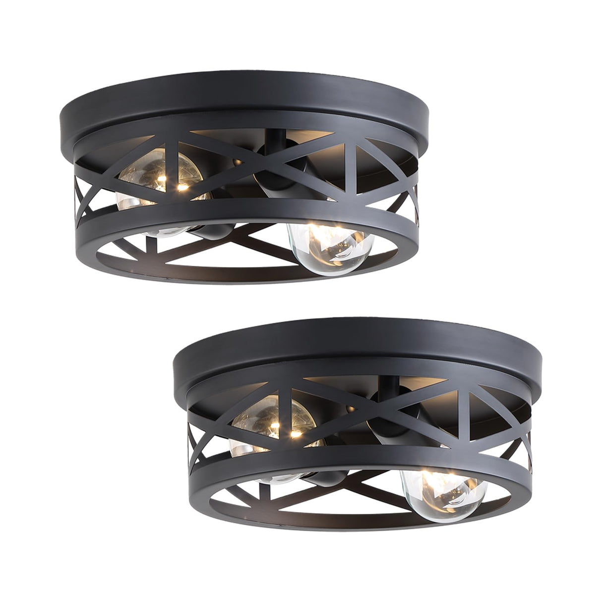 Litaddscen 2 Pack Black Farmhouse Flush Mount Ceiling Light,2-Light Rustic Hallway Light Fixtures,Industrial Lighting Fixtures Ceiling Mount for Kitchen Hall Entry Bedroom Closet Litaddscen