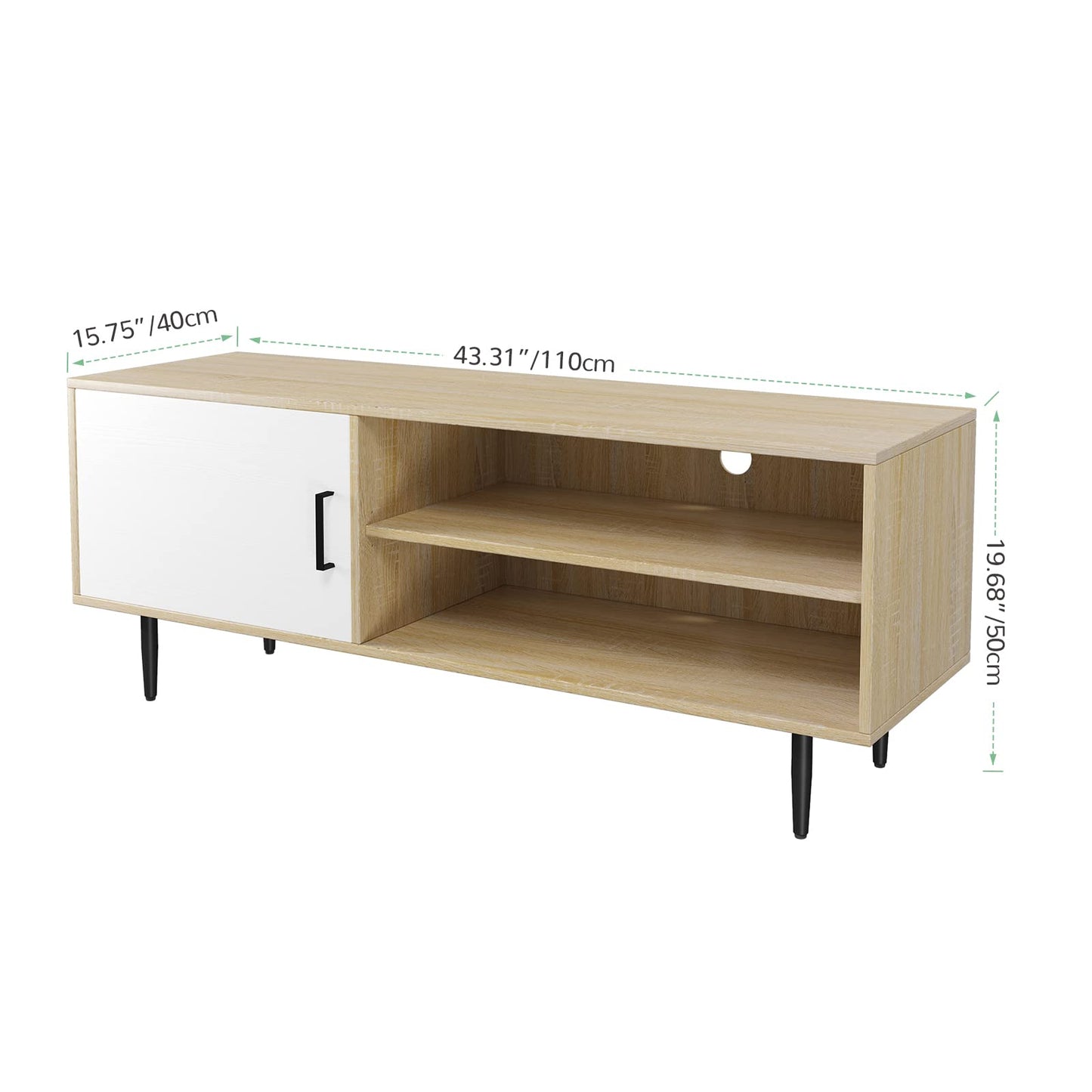 Novilla TV Stand for TV's up to 50 Inches, Television Stands and Shelves Entertainment Center with Storage Cabinets & Open Shelf, White