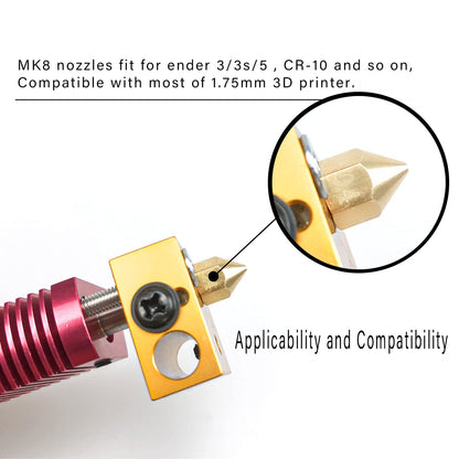 XIFOWE MK8 Nozzles 24 pcs 3D Printer Extruders Brass Nozzles 0.2mm, 0.4mm,0.6mm, 0.8mm, 1.0mm CR-10 Nozzle with DIY Tools and Metal Storage Box for CR-8 / CR-10 / Ender 3 / Ender 3S / 5/6 and - WoodArtSupply