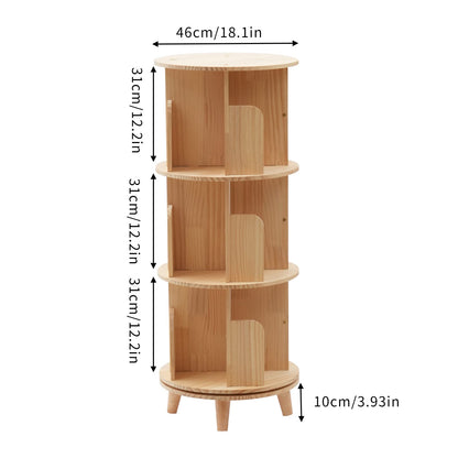 Gdrasuya10 3 Tier 360° Rotating Wooden Bookshelf – Stylish Floor-Standing Book Storage Organizer for Any Room - WoodArtSupply