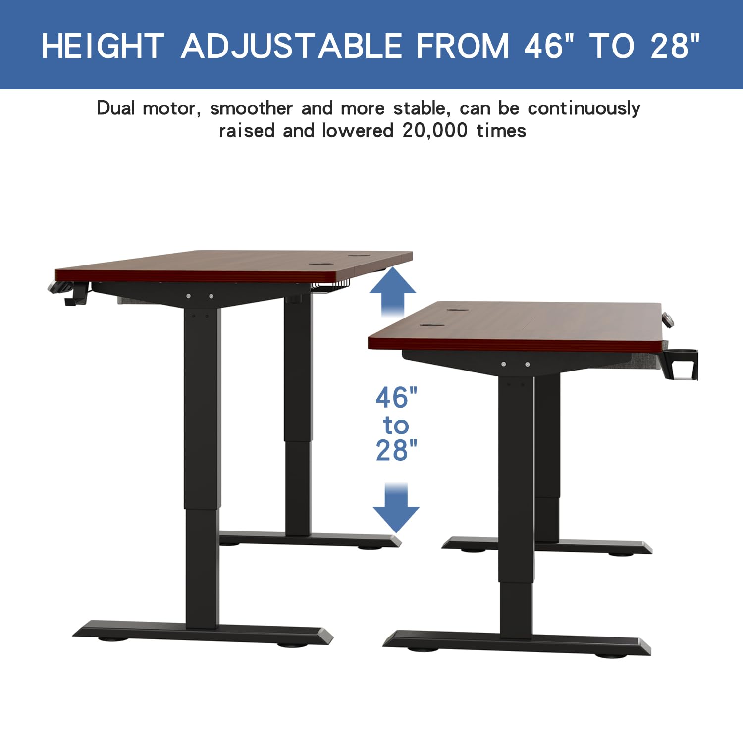 bilbil 63x30 Inches Electric Standing Desk with Drawer, Height Adjustable Sit Stand Up Desk with 4 Splice Boards, Home Office Desk Computer - WoodArtSupply