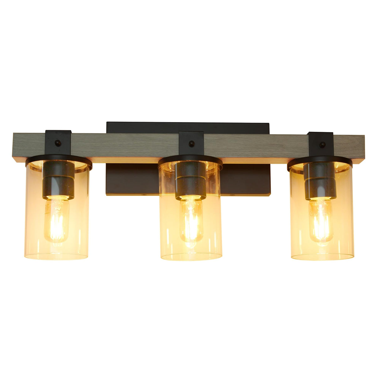 Elegant Designs VT1009-GRY Industrial Rustic Lantern Restored Wood Look 3 Light Bath Vanity, Gray Elegant Designs