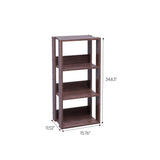 IRIS USA 3-Tier 16" Medium Open Wooden Bookshelf with Adjustable Shelves, Easy Assembly Bookcase Farmhouse Shelf for Small Spaces Bedroom Office Living Room Indoor, Brown IRIS