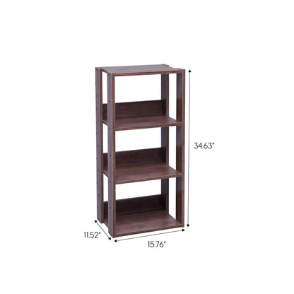 IRIS USA 3-Tier 16" Medium Open Wooden Bookshelf with Adjustable Shelves, Easy Assembly Bookcase Farmhouse Shelf for Small Spaces Bedroom Office Living Room Indoor, Brown - WoodArtSupply