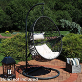 Sunnydaze Caroline Hanging Resin Wicker Egg Chair - 265-Pound Weight Capacity - Removable Beige Polyester Cushions