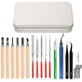 Miluosong 25pcs Precision 3D Printer Tool set with Deburring Tool, Craft Knife,hand File,Carving Knife Suitable for sanding, carving, modeling, cutting, scraping Deburring kit MILUOSONG
