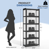 Magshion Display Cabinet with Acrylic Doors, 5-Tier Curio Cabinet for Collectibles, Display Case Showcase for Living Room, Office, 27.5"(L) x 13.5"(W) x 67.5"(H), Black Magshion