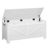Hzuaneri 39.4" Storage Bench, Storage Chest, Lift-Top Storage Trunk with 2 Safety Hinges, Wooden Storage Box Chest Organizer for Bedroom, Entryway, Living Room, White SB04503X Hzuaneri