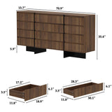 FAMAPY Dresser Chest of Drawers, 12 Drawer Dresser, Wood Modern Drawer Chest, for Bedroom Living Room Office, Brown and Black, Wood Grain, 15.7”D x 70.9”W x 35.4”H FAMAPY