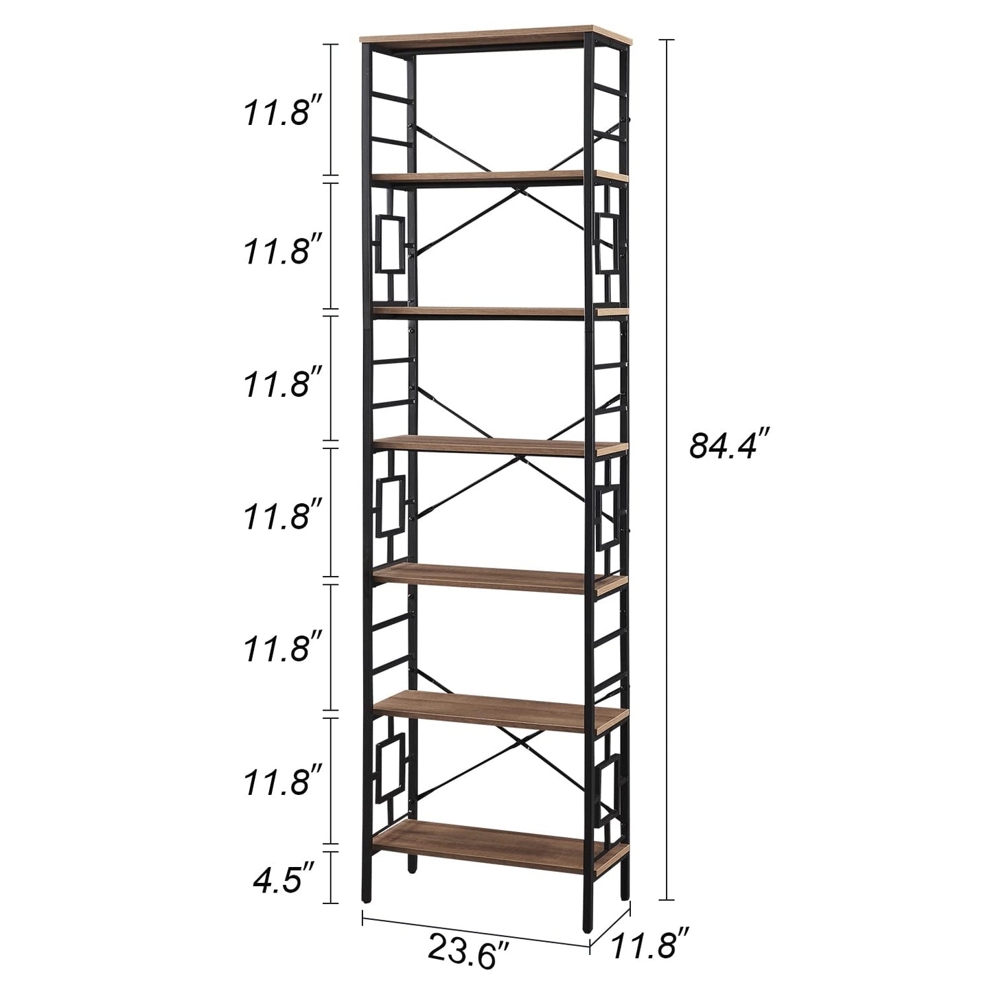 HOMISSUE Industrial 7-Tier Tall Bookshelf in Rustic Brown with Unique Design - WoodArtSupply