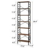 HOMISSUE Industrial 7-Tier Tall Bookshelf in Rustic Brown with Unique Design HOMISSUE