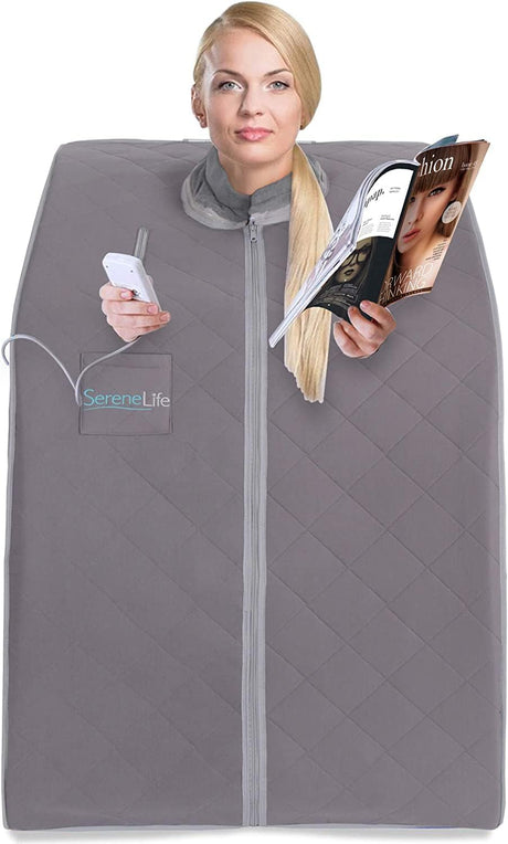 SereneLife Portable Infrared Home Spa | One Person Sauna | with Heating Foot Pad and Portable Chair SereneLife