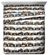Jay Franco Kids Sheet Set with Fitted, Flat Sheets & Pillow Cover - Ultra-Soft Bedding with Pillowcase for Room Decor, Multi - Monster Jam, 4 Piece Queen Jay Franco
