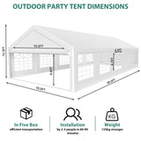 20x40ft Party Tent Outdoor Wedding Tent Heavy Duty Large Canopy Carport Commercial Tent with Removable Sidewalls for Parties, Wedding, Outdoor Events PeakPursuit