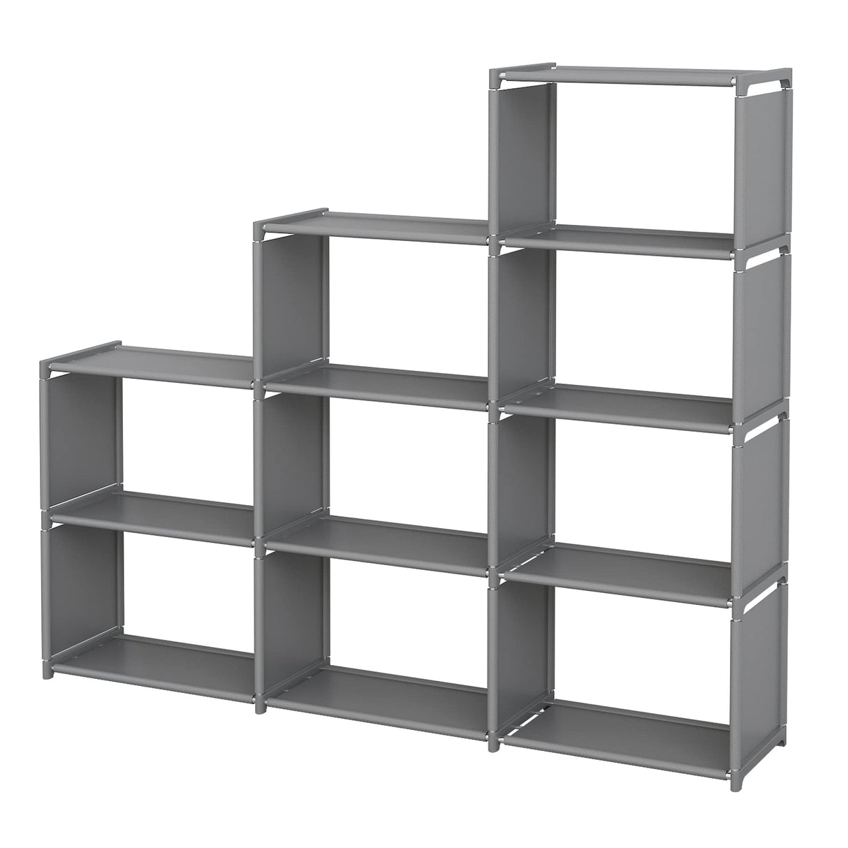 MOYIPIN Bookshelf, Assembled Storage Rack, Bedroom Living Room Vertical Cabinet Bookshelf, Double Row 9-Grid Multi-Functional Storage Equipment (Grey) MOYIPIN