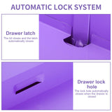 14 Inch Steel Portable Tool Box with drawers - Tool Storage Box Organizer with Metal Latch Closur - Powder Coated Toolbox Chest for Tools Storage Cabinet (PURPLE) TWUBLK