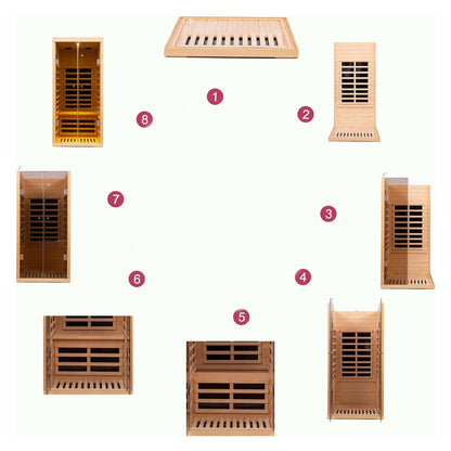 KUNSANA Hemlock Infrared Home Sauna Room 1 Person, Personal Luxury Indoor Sauna Spa, 1420w/120v Ultra Low EMF Heaters, App&LCD Panel Controls, Bluetooth Speakers, Chromotherapy Lights, Reading Lights