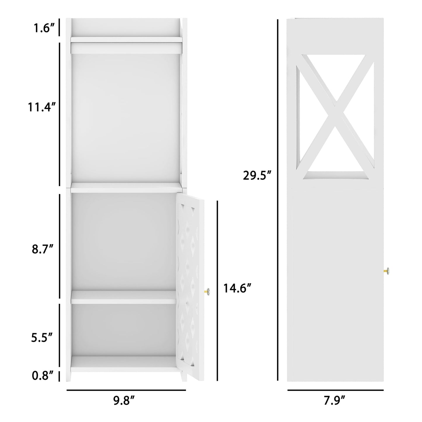 BYFU Versatile White Bathroom Storage Cabinet with Door and Open Shelf for Space-Saving Organisation - WoodArtSupply