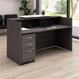 Bush Business Furniture Arrive 72W x 30D Reception Desk with Counter and Mobile File Cabinet in Storm Gray Bush Furniture